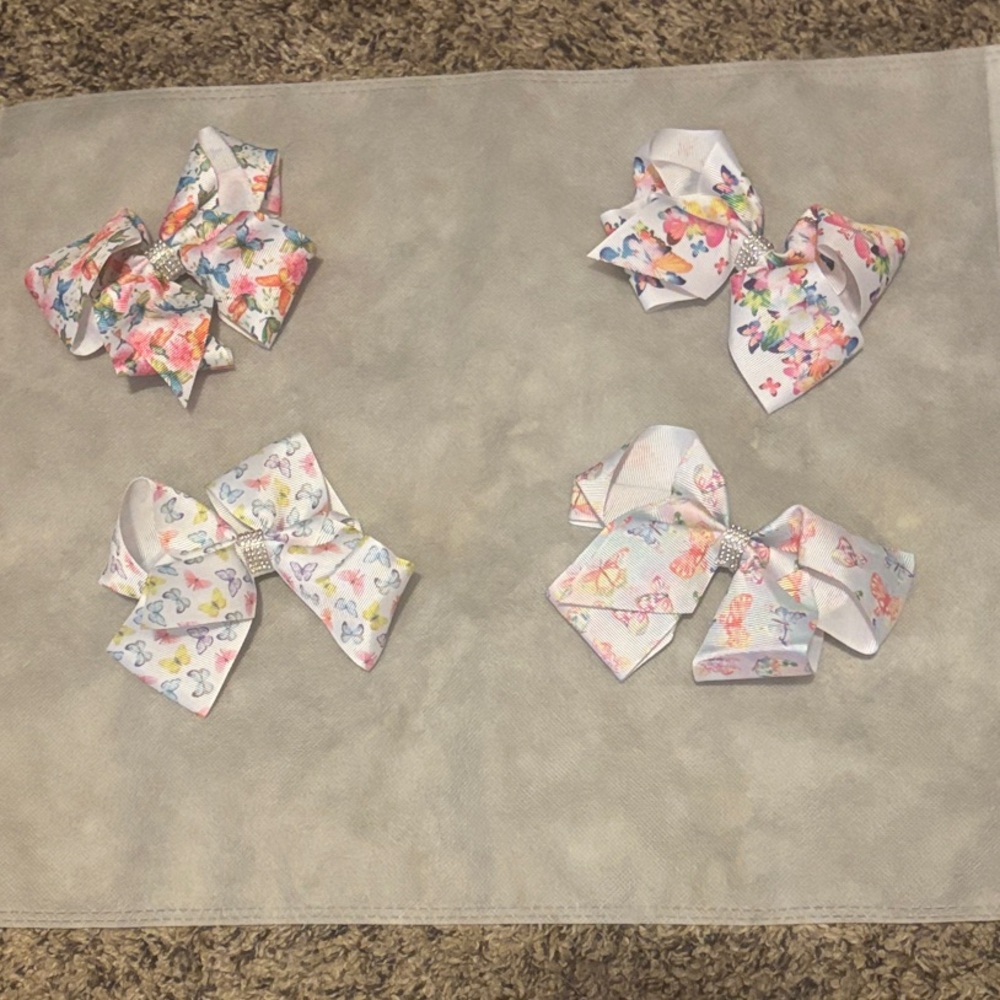 Floral Butterfly Ribbon Hair Bows